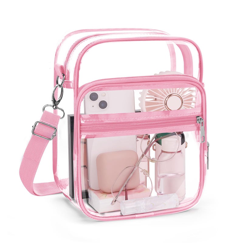 Blvornl Clear Crossbody Bag with Adjustable Shoulder Strap, Pink-small - Image 1